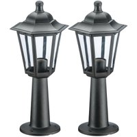 2 Luminárias Pretas Balizador de Chão 44cm Lente Transparente Área Externa