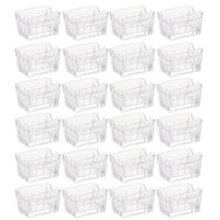 Kit 24 Porta Sachês Vidro Faces Lyor 8x5,5cm Suporte Chá Açúcar Sal Mesa Transparente