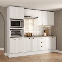 Armário de Cozinha Completa c Balcão Milla Bloom Carraro Branco