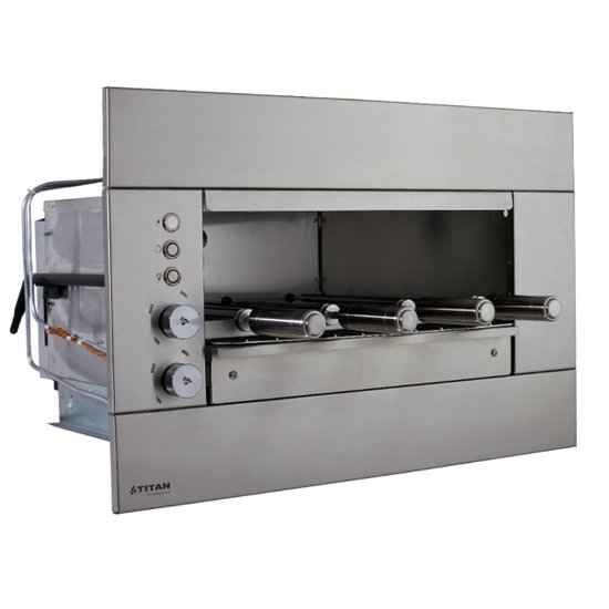 Churrasqueira a Gás Natural de Embutir Titan Prime Suprema 4 Espetos Rotativos 127V