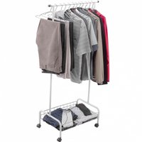Arara de Roupas Desmontável Branca com Cesto e Rodízios Utim