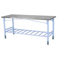 Mesa de Manipulação Benfati Inox 430 200X80CM Pés Pintados Paneleiro Gradeado TB 2