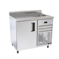 Balcão Refrigerados Venâncio 100cm Exterior Inox Interior Aluzinco Borda Espelhada com Cuba 220V VCFRH10-39366