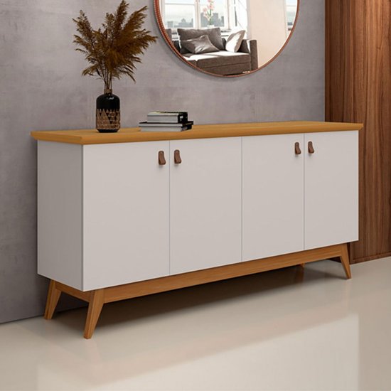 Balcão Buffet Absolut 4 Portas Off White/Nature - J&a Móveis