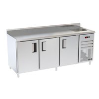Balcão Congelados Venâncio 200cm Linha Prime Exterior Inox Interior Aluzinco Borda Espelhada com Cuba 127V PCCH20-42279