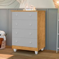Cômoda Infantil Lara 4 Gavetas Nature/Cinza - J&a Móveis
