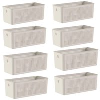 Kit 8 Caixas Organizadoras Multiuso 6,6L Cestos Retangulares com Alças Bege Flow Ou