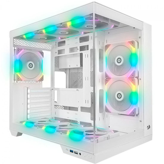 Gabinete Gamer Redragon Wideload Pro Branco Vidro Temperado Sem Fan Mid Tower ATX - CA-604W-PRO