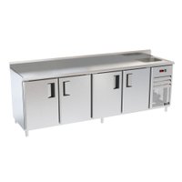 Balcão Congelados Venâncio 250cm Linha Prime Exterior Inox Interior Aluzinco Borda Espelhada com Cuba 220V PCCH25-42284