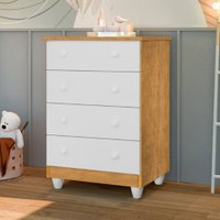 Cômoda Infantil Lara 4 Gavetas Nature/Branco - J&a Móveis