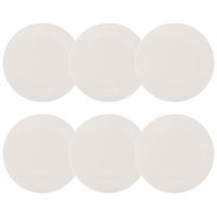 Conjunto 6 Pratos para Sobremesa de Porcelana Branca 20,5cm Clean Lyor Mesa Posta