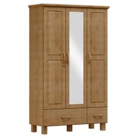 Guarda Roupa Madeira Maciça 3P 2G Espelho 119 cm 1141 Freijo Milani Store