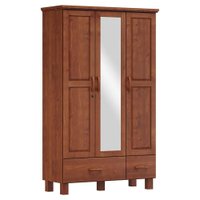 Guarda Roupa Madeira Maciça 3P 2G Espelho 119 cm 1141 Imbuia Milani Store