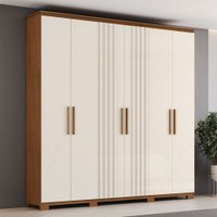 Guarda-Roupa Casal ávila Soft 6 Portas 4 Gavetas Ripado Nature/Off White - Henn