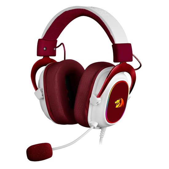 Headset Gamer Redragon Zeus X 7.1 RGB Branco com Vermelho USB - H510RGB-RED