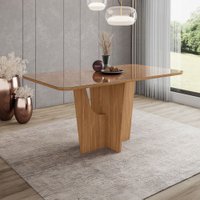 Mesa de Madeira Vértice 160 Cm com Vidro Nature - Henn