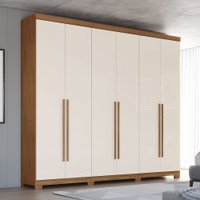 Guarda-Roupa Casal Pétrus 6 Portas 4 Gavetas 100% Mdf Nature/Off White - Henn
