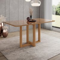 Mesa de Madeira Natalí 160 Cm com Vidro Nature - Henn