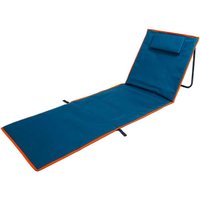 Espreguiçadeira e Esteira Nautika Portátil de Praia Almofada Alça e Bolso Azul Escuro