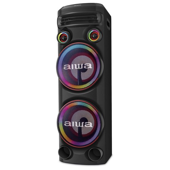 Torre de Som Aiwa T2w-02 2300w 2woofers10 Bluetooth Rgb Usb Fm Dj