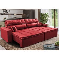Sofá Retrátil e Reclinável 3,12m Luxos Cama inBox Velusoft Vermelho