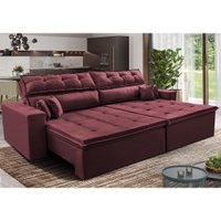 Sofá Retrátil e Reclinável 1,82m Luxos Cama inBox Velusoft Vinho