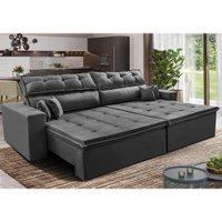 Sofá Retrátil e Reclinável 2,72m Luxos Cama inBox Velusoft Cinza