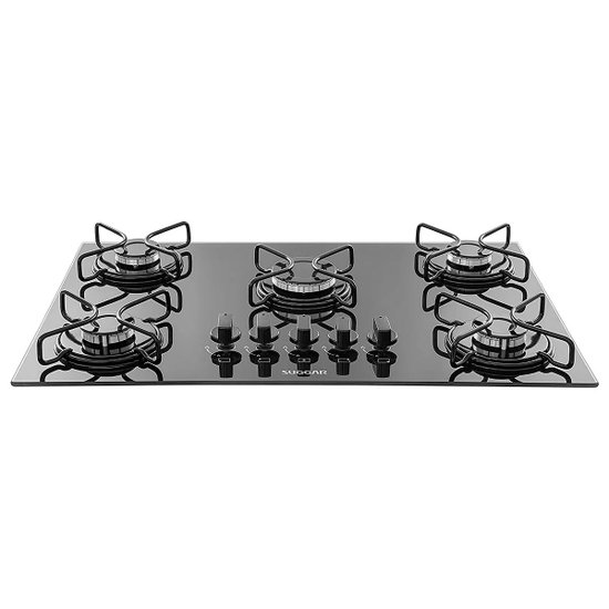 Cooktop Com 5 Bocas Suggar Vidro Temperado Gás Preto Bivolt - FG5005AVP