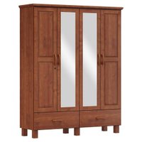 Guarda Roupa Madeira Maciça 4P 2G Espelho 157 cm 1142 Imbuia Milani Store