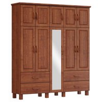 Guarda Roupa Madeira Maciça 10P 4G Espelho 195 cm 1145 Imbuia Milani Store