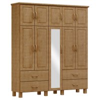 Guarda Roupa Madeira Maciça 10P 4G Espelho 195 cm 1145 Freijo Milani Store