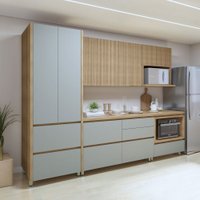 Cozinha Completa Nuestra Cosas 6 Portas 7 Gavetas Ripado 100% Mdf Nature/Verde - Panorama Móveis