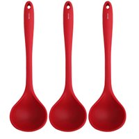 Kit 3 Conchas Silicone Vermelha 27cm Servir Feijão Colher Brinox Utensílios Cozinha