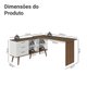 Escrivaninha Em L Mesa Para Computador Gamer 3 Gavetas Branco/Rustic Lisboa Madesa
