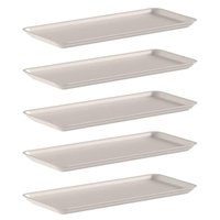 Kit 5 Bandejas Plásticas Retangulares Bege para Servir Petis