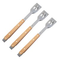 Kit 3 Pegadores de Churrasco Carne Legumes 40cm Inox Cabo Lo