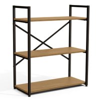 Estante Baixa 3 Prateleiras 87x72 cm LI007 Freijo Preto Fosco KPB