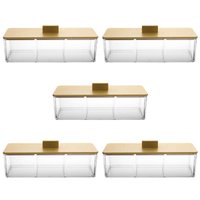 Kit 5 Caixas para Chá Organizador 3 Divisórias Plástico Tamp Kit 5 Caixas para Chá Organizador 3 Divisórias Plástico Tamp