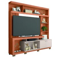 Estante Home Theater Para TV Até 70 Polegadas 2,10m Atlanta Madeirado / Off White Caemmun