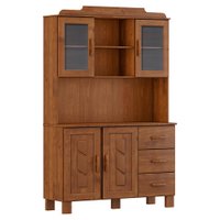 Cristaleira 4 Portas 3 Gavetas Com Aplique 122 cm 1279 Castanho Milani Store