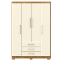 Guarda Roupa Solteiro 120 cm 4 Portas 10088 Nature Champanhe VLR