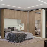 Guarda-Roupa Casal Modulado Seletto 8 Portas 6 Gavetas com Espelho Me22 Areia/Jequitibá - Henn