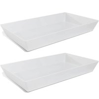 Kit 2 Travessas Melamina 53x32cm Branca Restaurante Buffet Haus Concept