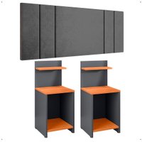 Kit 2 Mesinhas Lateral Fantasy Cinza/Cinamomo Prateleira Nicho Cabeceira Luana Suspensa Cama Box Casal 1,40 Suede - RPM