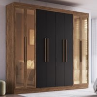 Guarda-Roupas Casal 8 Portas 242cm Multimóveis CR35261 Castanho/Preto