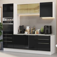 Armário de Cozinha Completa 240cm Branco/Preto Lux Madesa 08