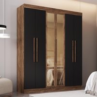 Guarda-Roupas Casal 6 Portas 180cm Multimóveis CR35262 Castanho/Preto