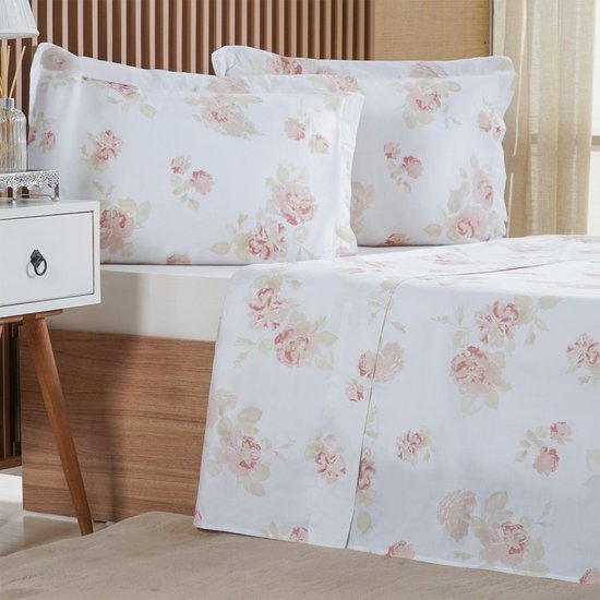 Jogo de Cama Casal 4 Pçs 200 Fios 100% Algodão 140x190x35cm Classique