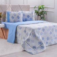 Edredom Solteiro Bella Cama Malha 125g/m² 100% Algodão 160x220cm Azul