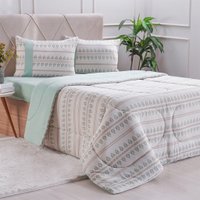 Edredom Solteiro Bella Cama Malha 125g/m² 100% Algodão 160x220cm Verde